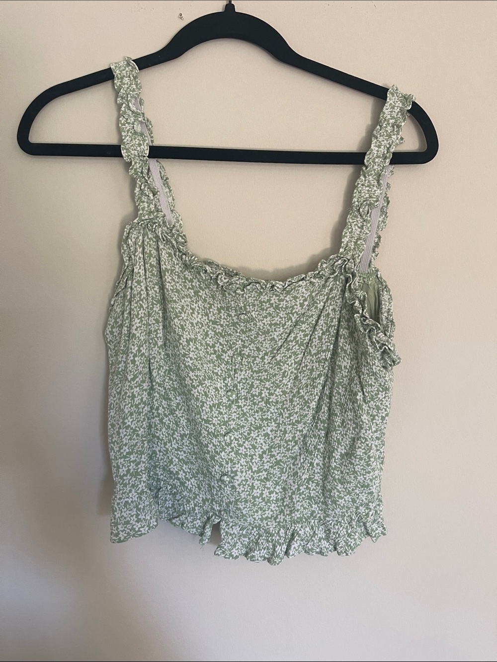 Sugarlips Sage Green Floral Ruffle Camisole